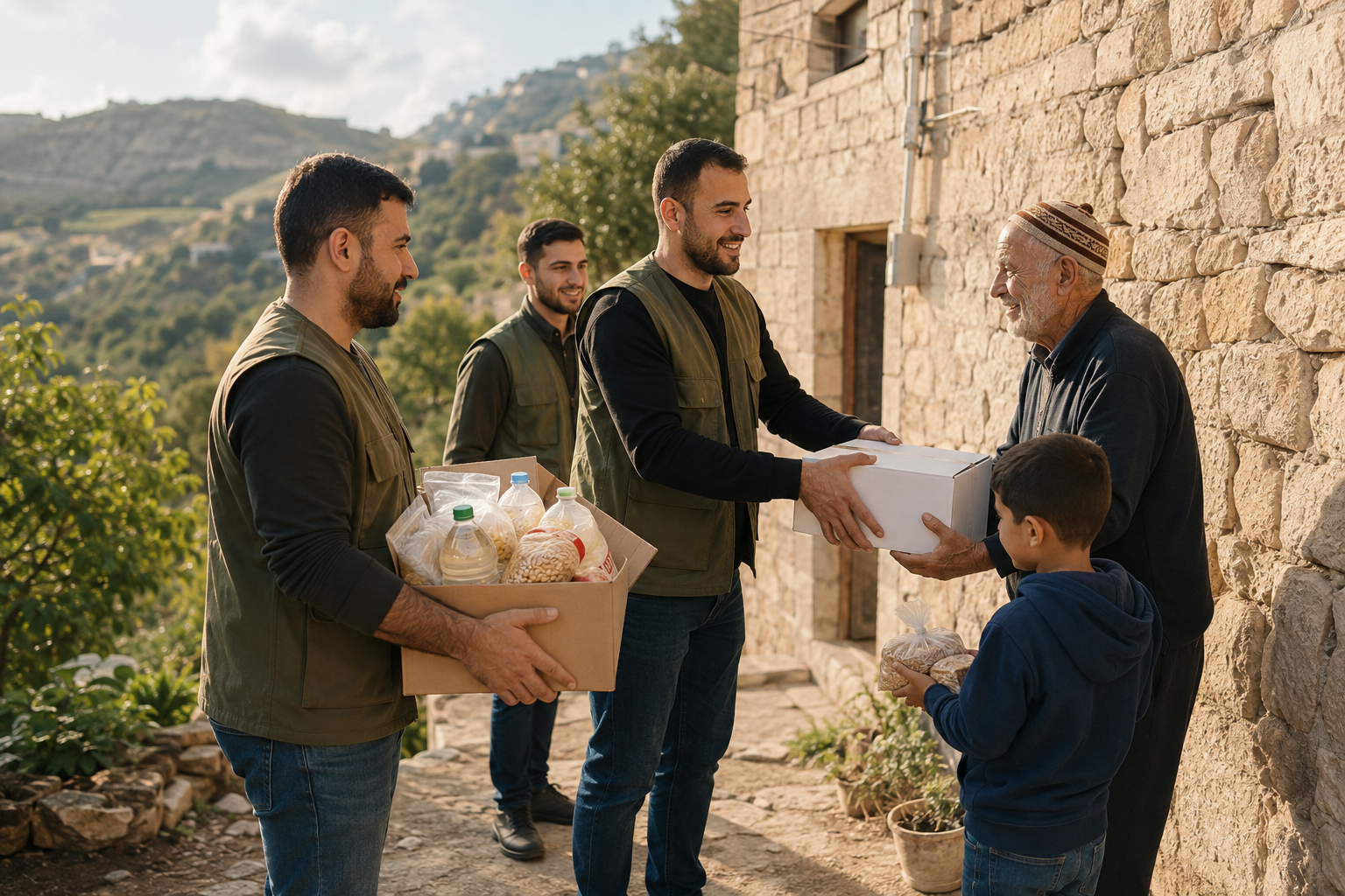 Volunteers providing food assistance